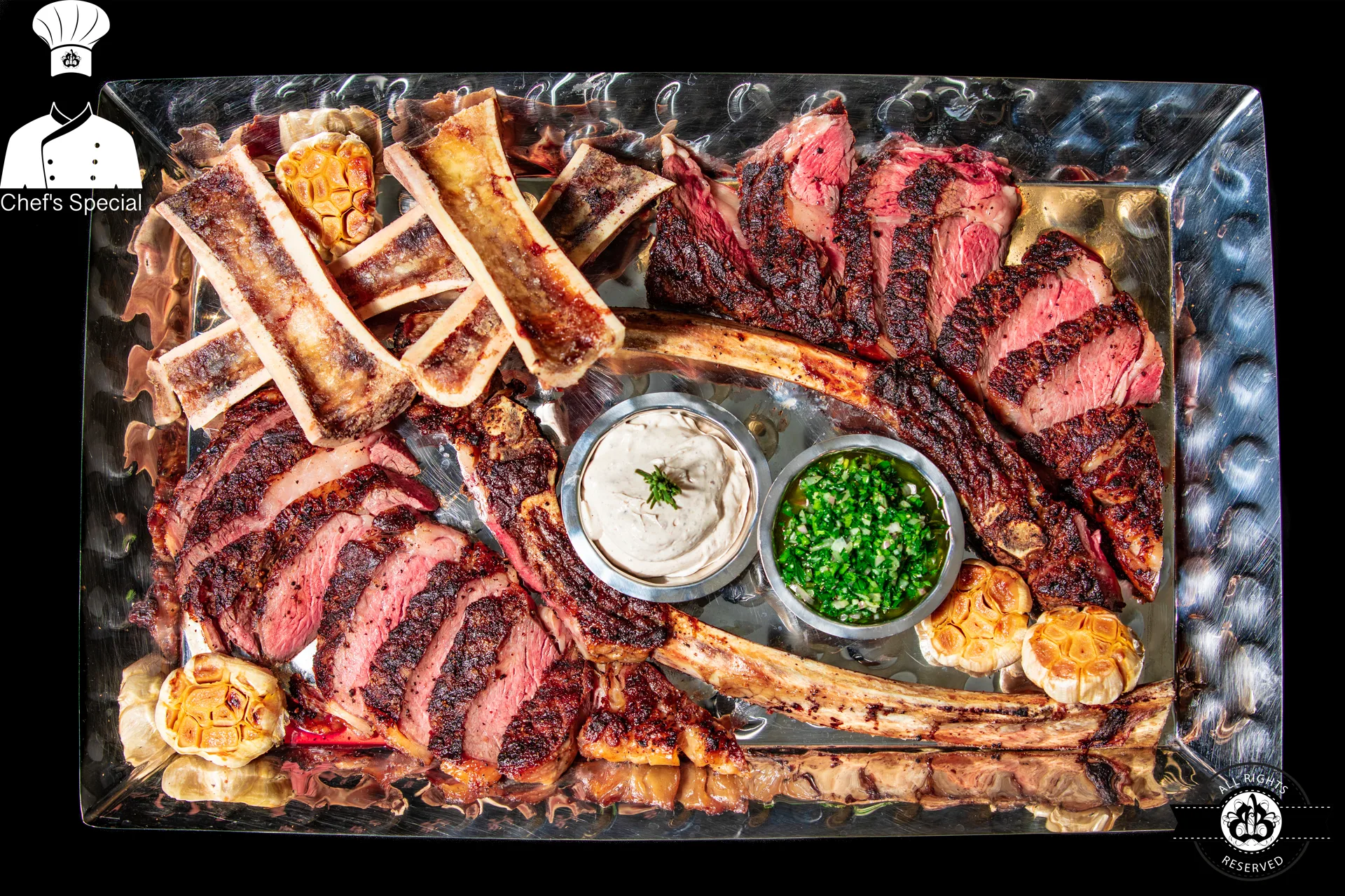 Prime beef feast platter with mixed cuts and sides